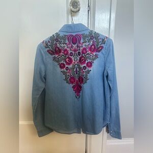 Haute Hippie Embroidered Chambray Shirt